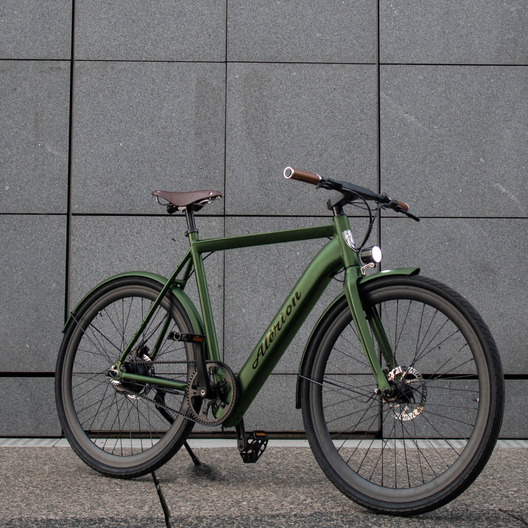 Vélo électrique urbain kaki